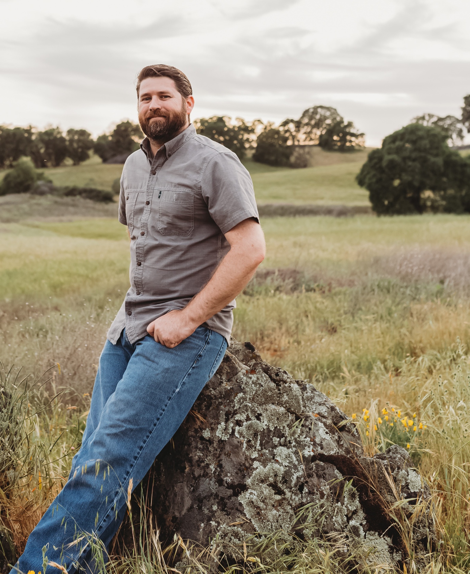 Portrait in a golden California meadow